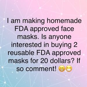 2 for $20! FDA approved face masks!
